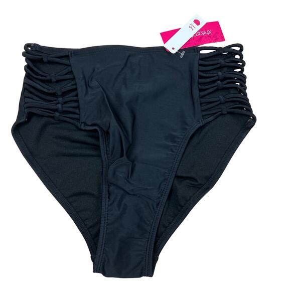 Xhilaration Juniors' High Waisted Black Bikini Bottoms - Size Small - NWT - Picture 1 of 6